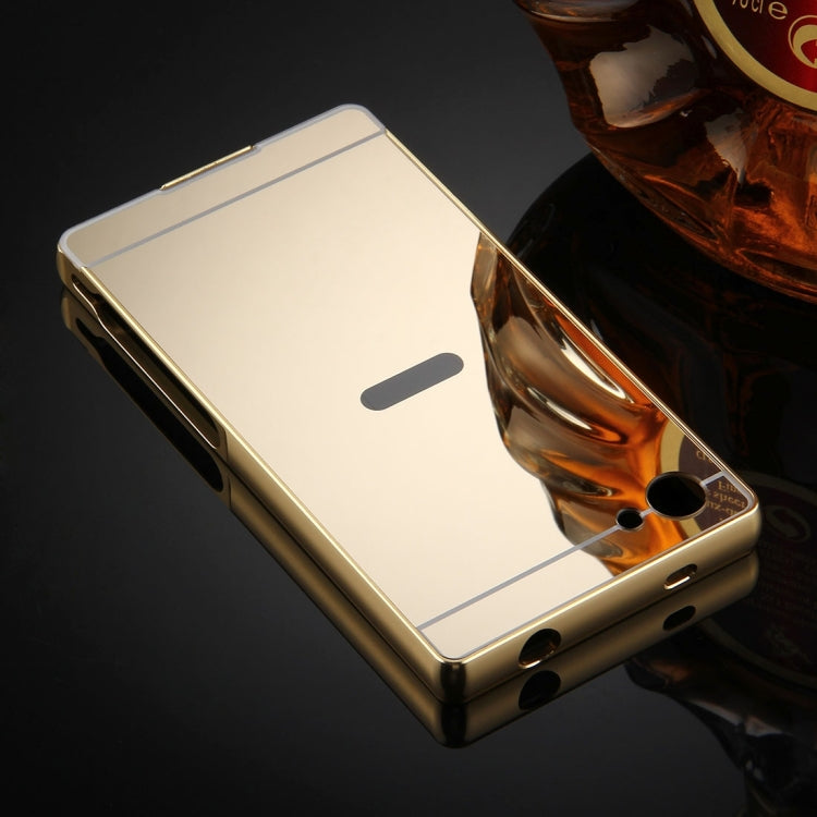 For Sony Xperia Z5 Mini Mirror Push Pull Back Shell Cover + Electroplating Bumper Frame Protective Combination Case