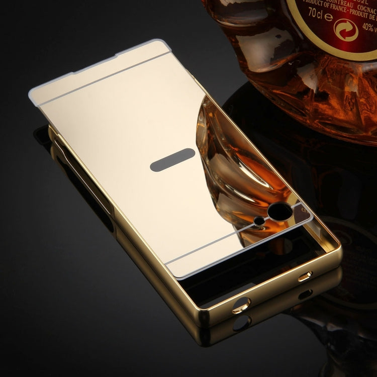 For Sony Xperia Z5 Mini Mirror Push Pull Back Shell Cover + Electroplating Bumper Frame Protective Combination Case
