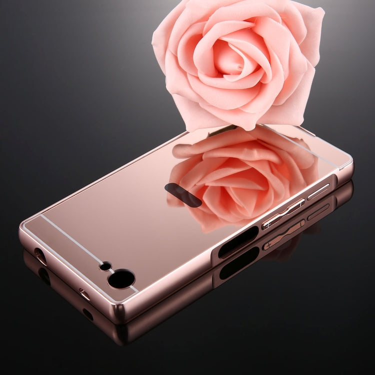 For Sony Xperia Z5 Mini Mirror Push Pull Back Shell Cover + Electroplating Bumper Frame Protective Combination Case