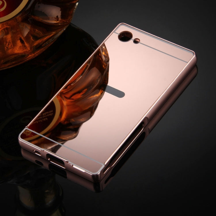 For Sony Xperia Z5 Mini Mirror Push Pull Back Shell Cover + Electroplating Bumper Frame Protective Combination Case