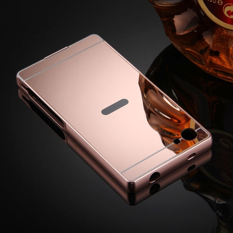 For Sony Xperia Z5 Mini Mirror Push Pull Back Shell Cover + Electroplating Bumper Frame Protective Combination Case
