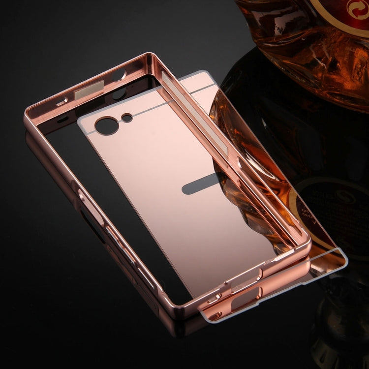 For Sony Xperia Z5 Mini Mirror Push Pull Back Shell Cover + Electroplating Bumper Frame Protective Combination Case