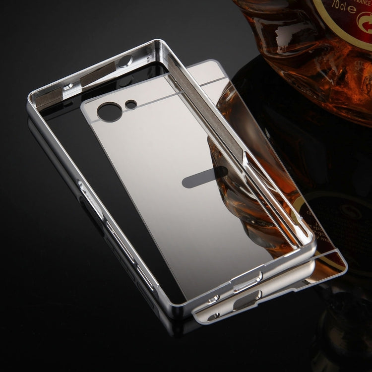 For Sony Xperia Z5 Mini Mirror Push Pull Back Shell Cover + Electroplating Bumper Frame Protective Combination Case
