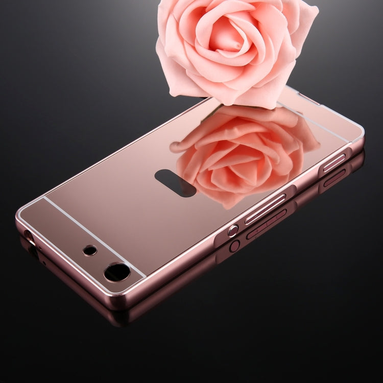 For Sony Xperia M5 Mirror Push Pull Back Shell Cover + Electroplating Bumper Frame Protective Combination Case