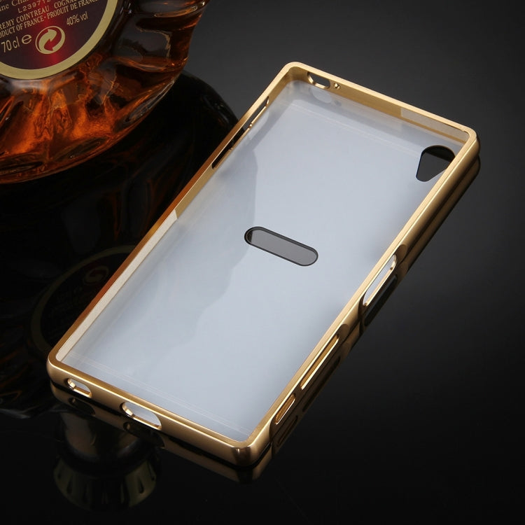 For Sony Xperia Z5 Premium Mirror Push Pull Back Shell Cover + Electroplating Bumper Frame Protective Combination Case