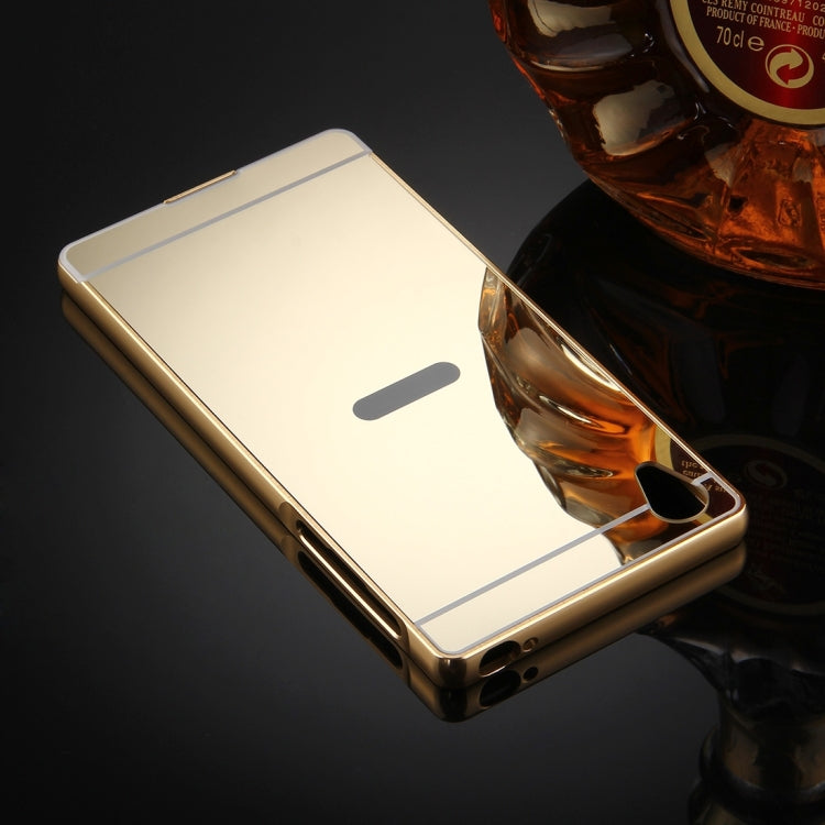 For Sony Xperia Z5 Premium Mirror Push Pull Back Shell Cover + Electroplating Bumper Frame Protective Combination Case