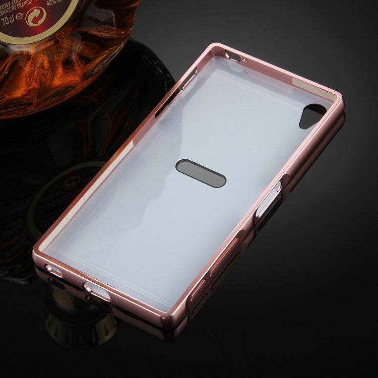 For Sony Xperia Z5 Premium Mirror Push Pull Back Shell Cover + Electroplating Bumper Frame Protective Combination Case