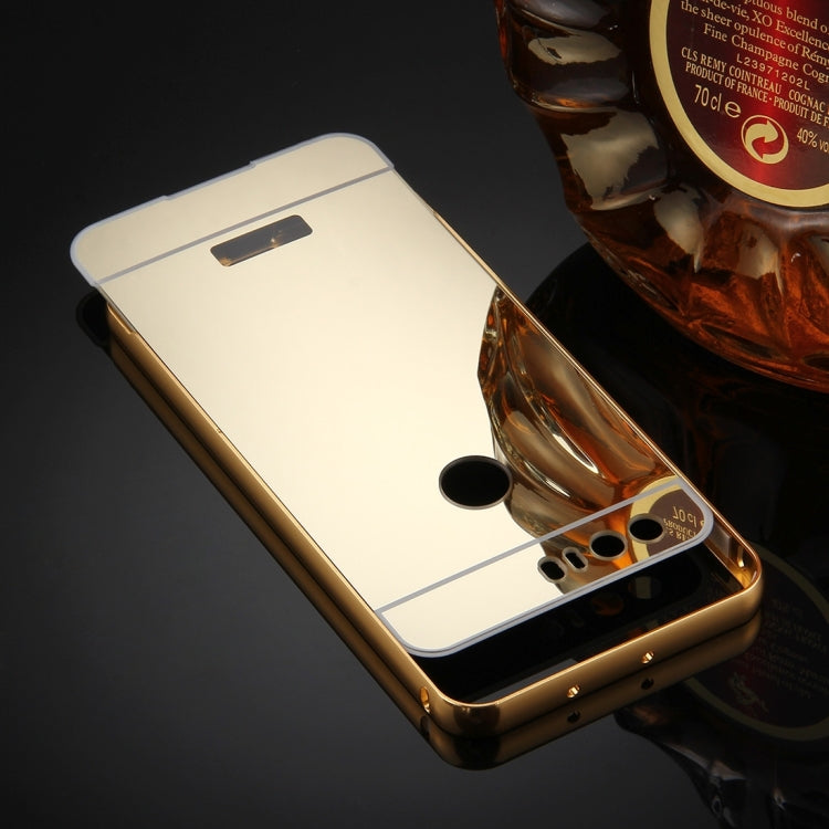 For Huawei  Honor 8 Mirror Push Pull Back Shell Cover + Electroplating Bumper Frame Protective Combination Case