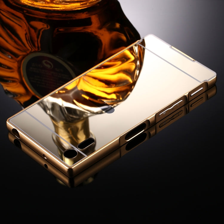 For Sony Xperia XZ Mirror Push Pull Back Shell Cover + Electroplating Bumper Frame Protective Combination Case