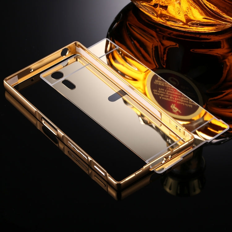 For Sony Xperia XZ Mirror Push Pull Back Shell Cover + Electroplating Bumper Frame Protective Combination Case