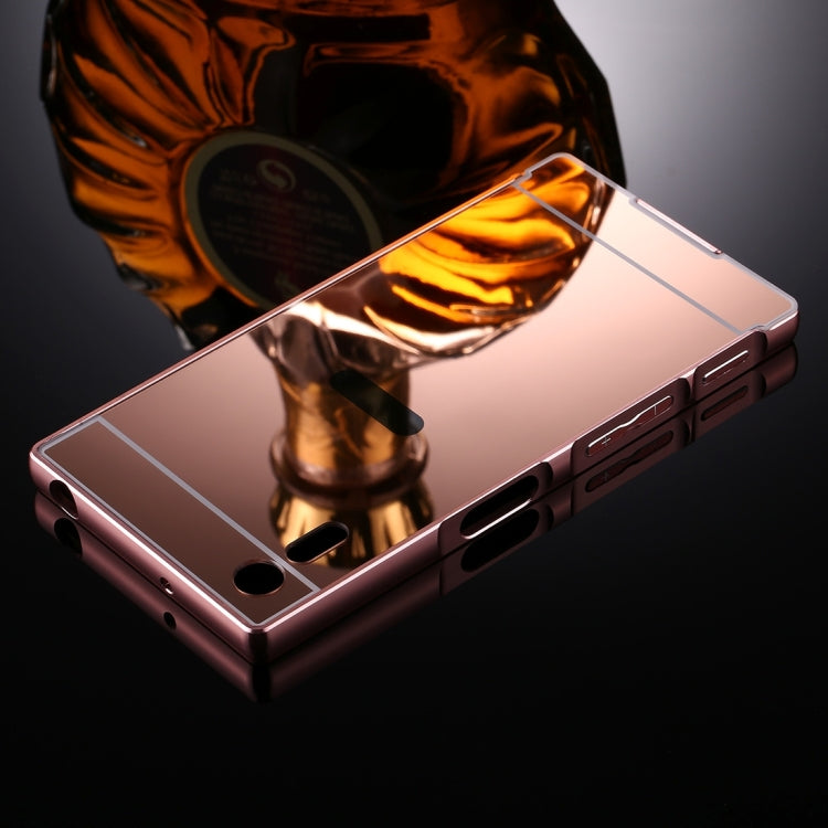 For Sony Xperia XZ Mirror Push Pull Back Shell Cover + Electroplating Bumper Frame Protective Combination Case