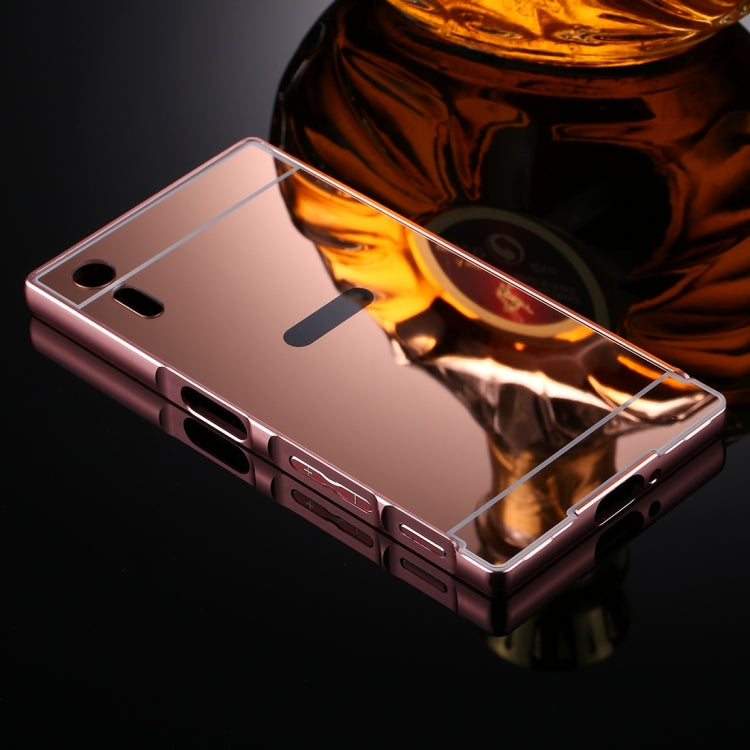 For Sony Xperia XZ Mirror Push Pull Back Shell Cover + Electroplating Bumper Frame Protective Combination Case
