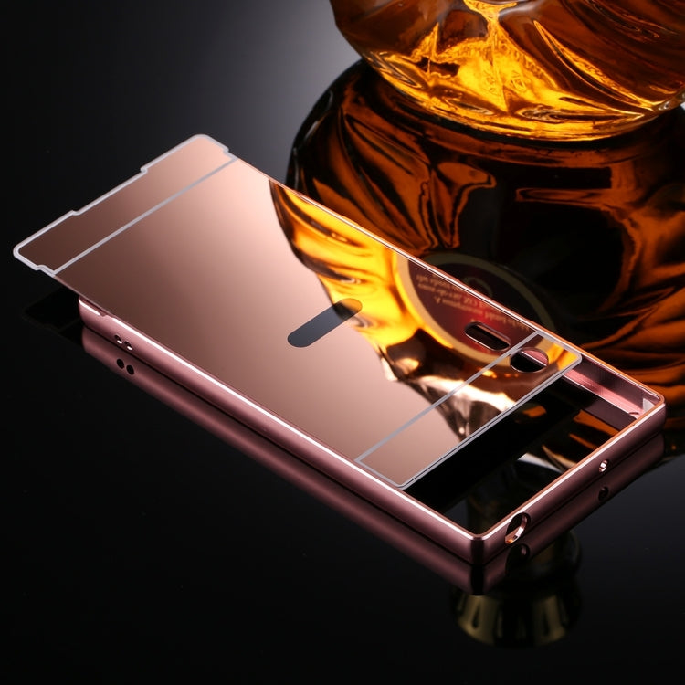 For Sony Xperia XZ Mirror Push Pull Back Shell Cover + Electroplating Bumper Frame Protective Combination Case