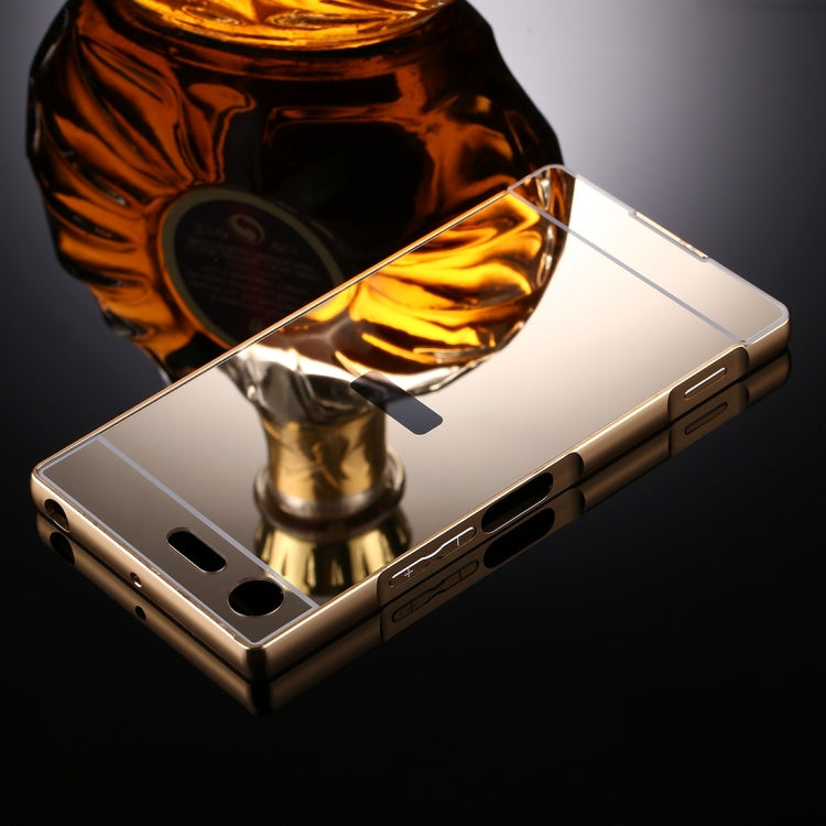 For Sony Xperia XZ Premium Mirror Push Pull Back Shell Cover + Electroplating Bumper Frame Protective Combination Case