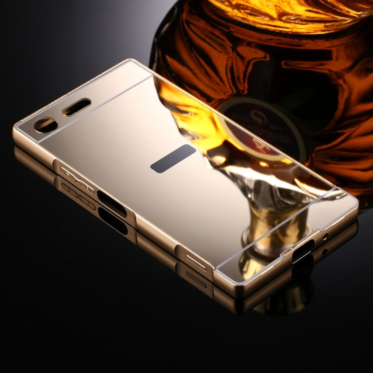 For Sony Xperia XZ Premium Mirror Push Pull Back Shell Cover + Electroplating Bumper Frame Protective Combination Case