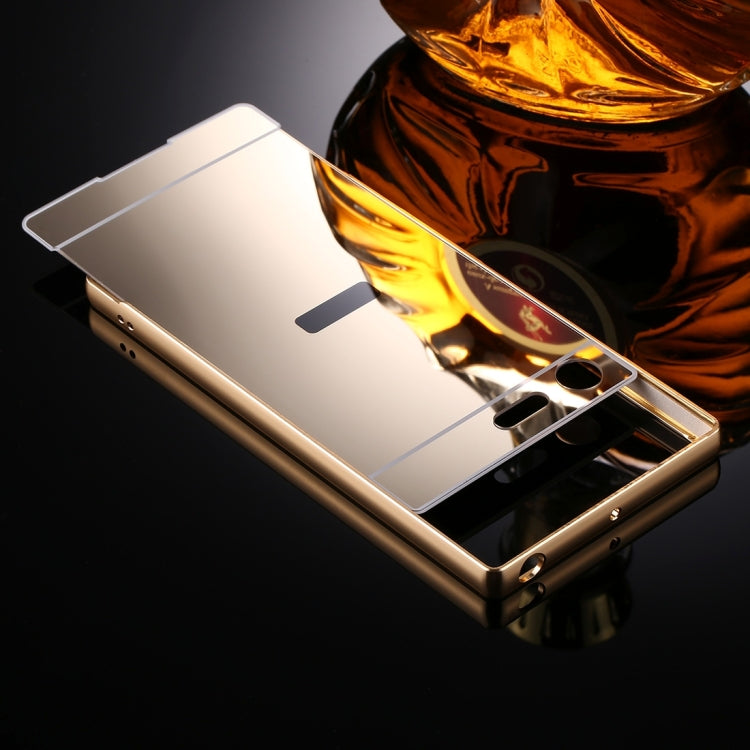 For Sony Xperia XZ Premium Mirror Push Pull Back Shell Cover + Electroplating Bumper Frame Protective Combination Case