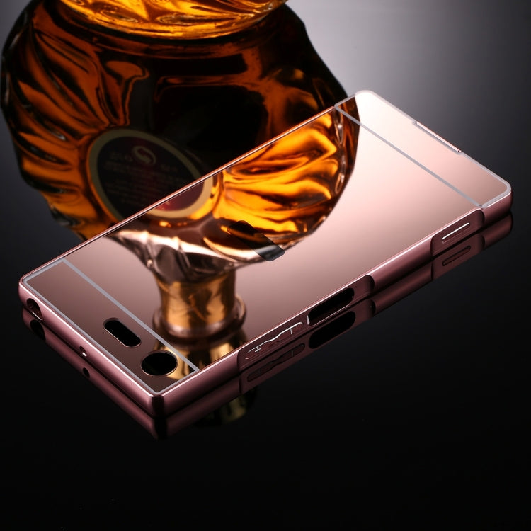 For Sony Xperia XZ Premium Mirror Push Pull Back Shell Cover + Electroplating Bumper Frame Protective Combination Case