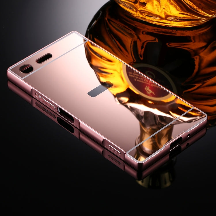 For Sony Xperia XZ Premium Mirror Push Pull Back Shell Cover + Electroplating Bumper Frame Protective Combination Case