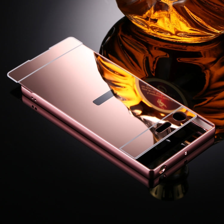 For Sony Xperia XZ Premium Mirror Push Pull Back Shell Cover + Electroplating Bumper Frame Protective Combination Case