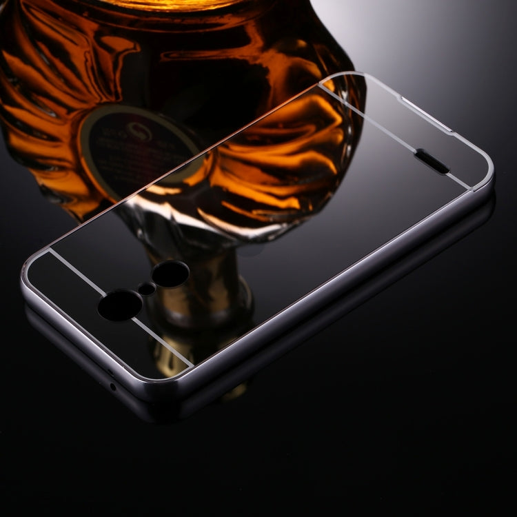 For LG K10 (2017) (EU Version) Mirror Push Pull Back Shell Cover + Electroplating Bumper Frame Protective Combination Case