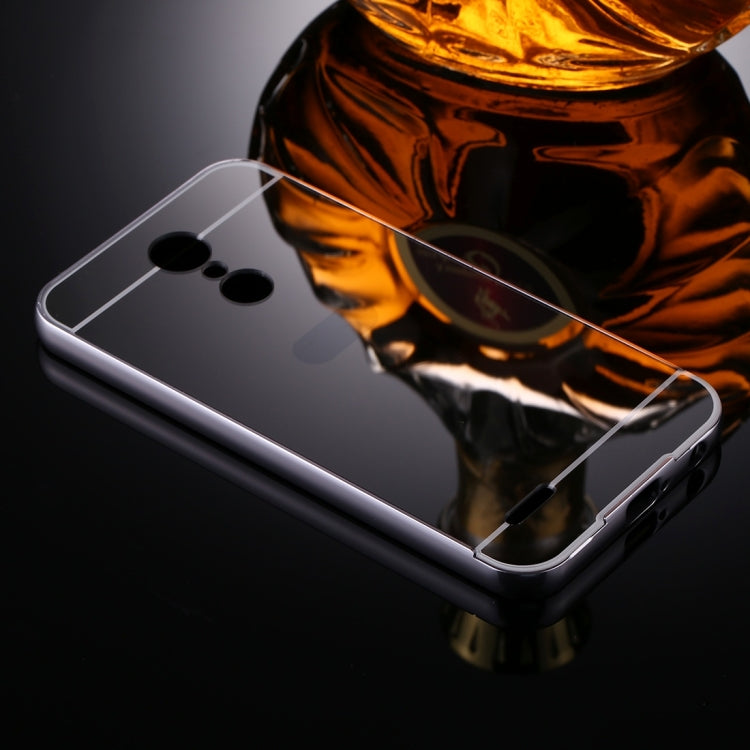 For LG K10 (2017) (EU Version) Mirror Push Pull Back Shell Cover + Electroplating Bumper Frame Protective Combination Case