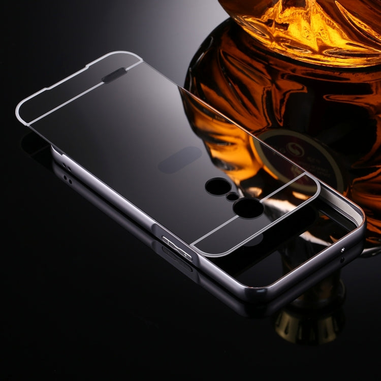 For LG K10 (2017) (EU Version) Mirror Push Pull Back Shell Cover + Electroplating Bumper Frame Protective Combination Case