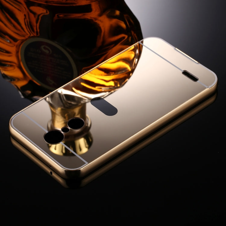 For LG K10 (2017) (EU Version) Mirror Push Pull Back Shell Cover + Electroplating Bumper Frame Protective Combination Case