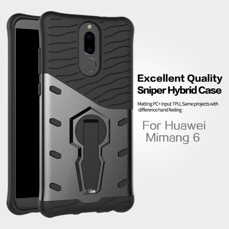 For Huawei  Honor 9i & Nova 2i & Maimang 6 & Mate 10 Lite & G10 PC + TPU Dropproof Sniper Hybrid Protective Back Cover Case with 360 Degree Rotation Holder