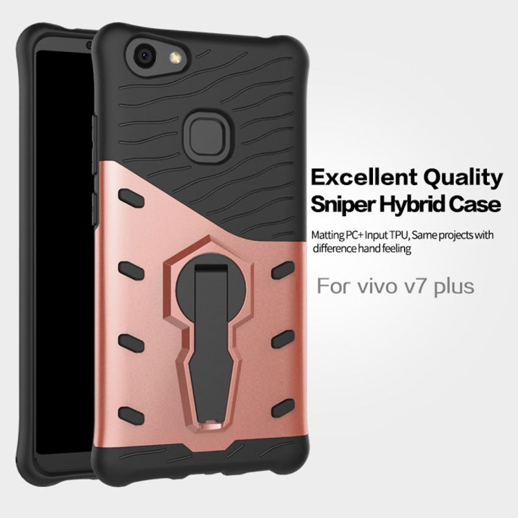 For Vivo  V7 Plus PC + TPU Dropproof Sniper Hybrid Protective Back Cover Case with 360 Degree Rotation Holder