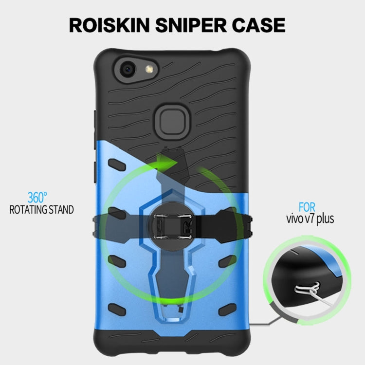 For Vivo  V7 Plus PC + TPU Dropproof Sniper Hybrid Protective Back Cover Case with 360 Degree Rotation Holder