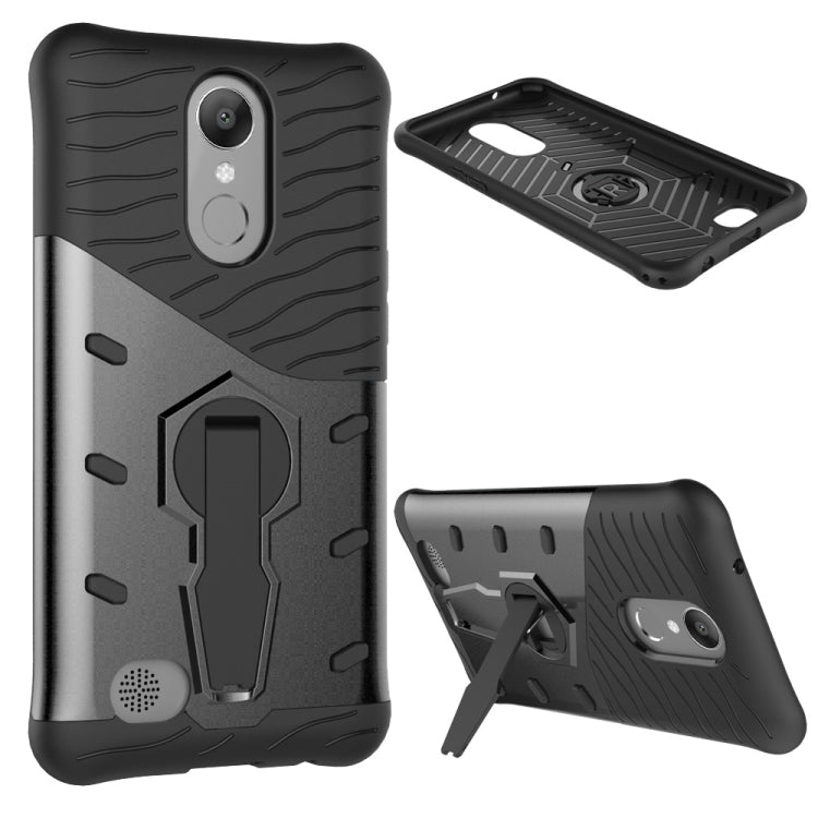 For LG K10 (2017) Shock-Resistant 360 Degree Spin Sniper Hybrid Case TPU + PC Combination Case with Holder