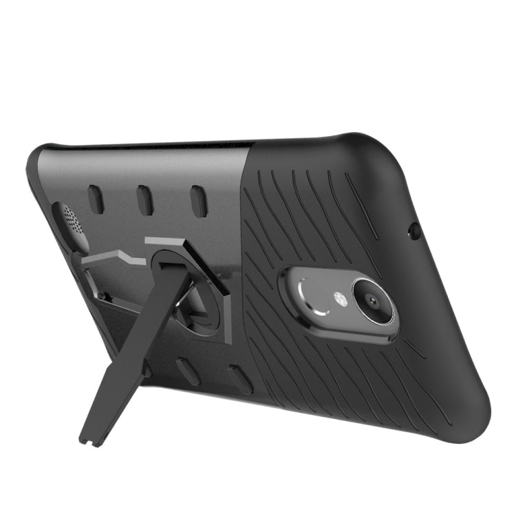 For LG K10 (2017) Shock-Resistant 360 Degree Spin Sniper Hybrid Case TPU + PC Combination Case with Holder