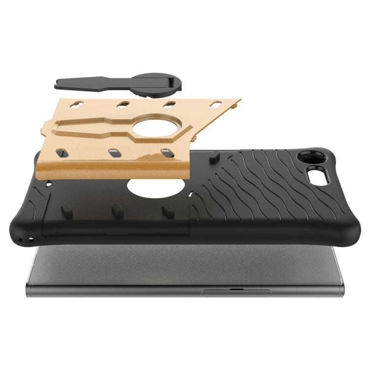 For Sony Xperia XZ Premium Shock-Resistant 360 Degree Spin Sniper Hybrid Case TPU + PC Combination Case with Holder