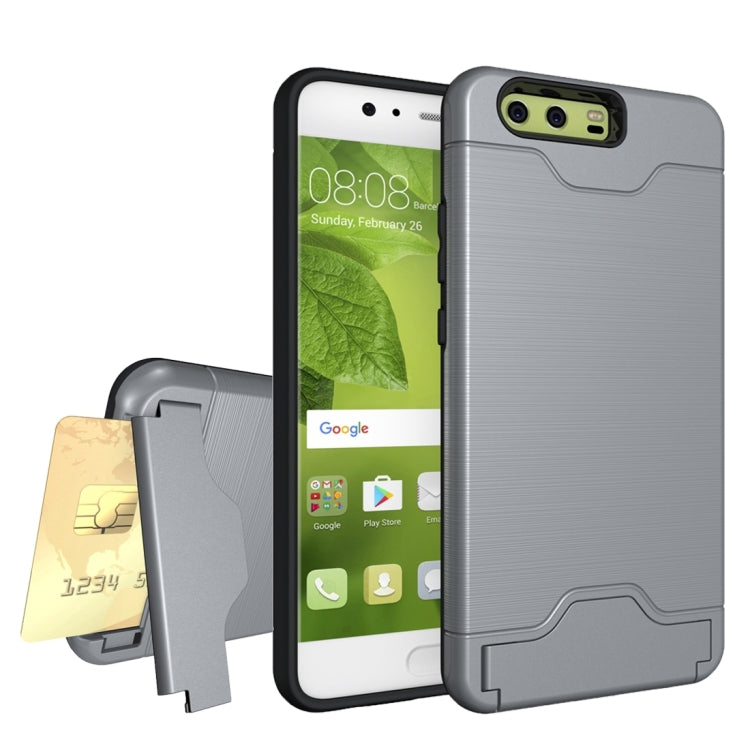 For Huawei  P10 Plus Brushed Texture Separable PC + TPU Protective Combination Back Case with Holder & Card Slot