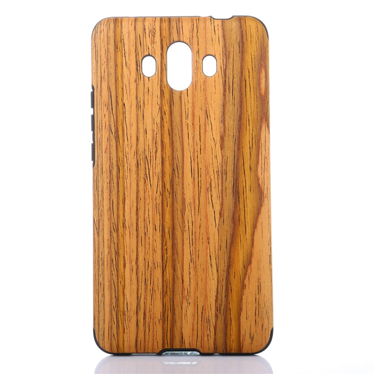 For Huawei Mate 10 Teak Wood Texture PU Shockproof Protective Back Cover Case