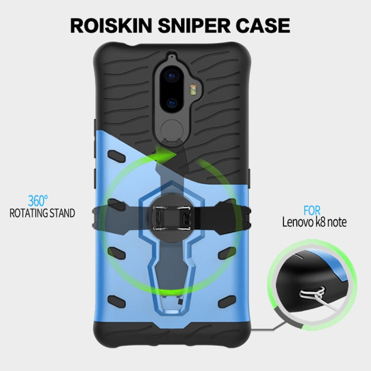 For Lenovo K8 Note PC + TPU Dropproof Sniper Hybrid Protective Back Cover Case with 360 Degree Rotation Holder