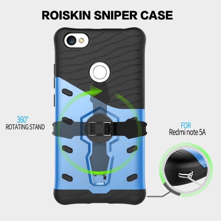For Xiaomi  Redmi Note 5A PC + TPU Dropproof Sniper Hybrid Protective Back Cover Case with 360 Degree Rotation Holder