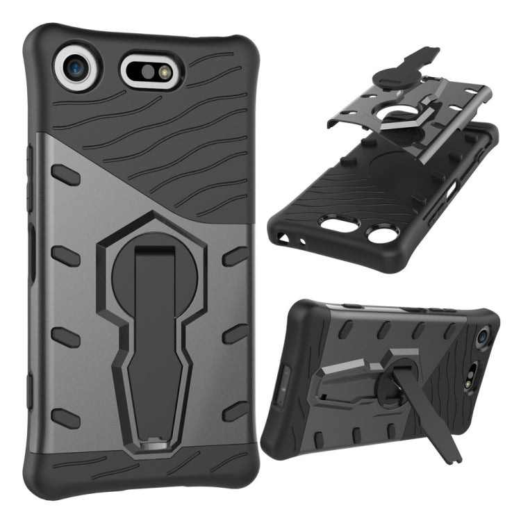 For Sony Xperia XZ1 Compact PC + TPU Dropproof Sniper Hybrid Protective Back Cover Case with 360 Degree Rotation Holder