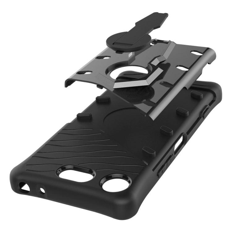 For Sony Xperia XZ1 Compact PC + TPU Dropproof Sniper Hybrid Protective Back Cover Case with 360 Degree Rotation Holder
