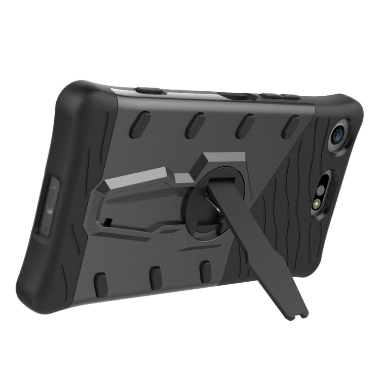 For Sony Xperia XZ1 Compact PC + TPU Dropproof Sniper Hybrid Protective Back Cover Case with 360 Degree Rotation Holder