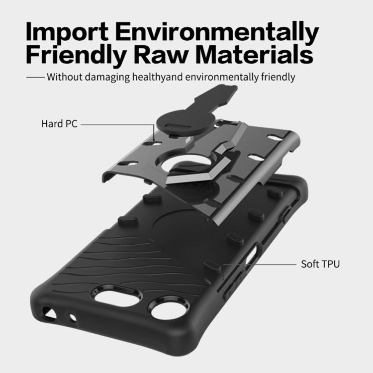 For Sony Xperia XZ1 Compact PC + TPU Dropproof Sniper Hybrid Protective Back Cover Case with 360 Degree Rotation Holder