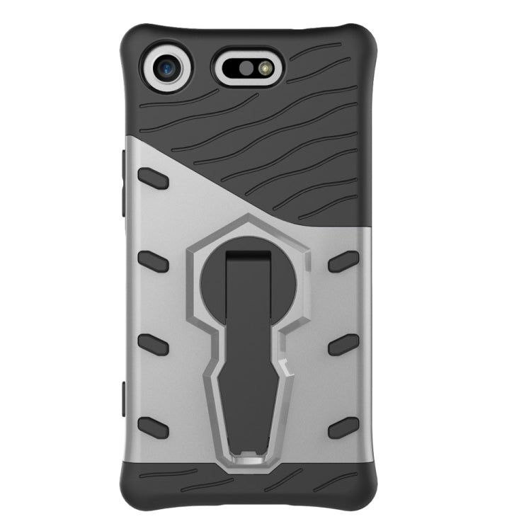 For Sony Xperia XZ1 Compact PC + TPU Dropproof Sniper Hybrid Protective Back Cover Case with 360 Degree Rotation Holder