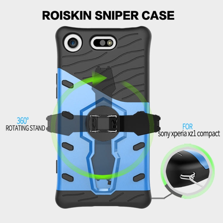 For Sony Xperia XZ1 Compact PC + TPU Dropproof Sniper Hybrid Protective Back Cover Case with 360 Degree Rotation Holder