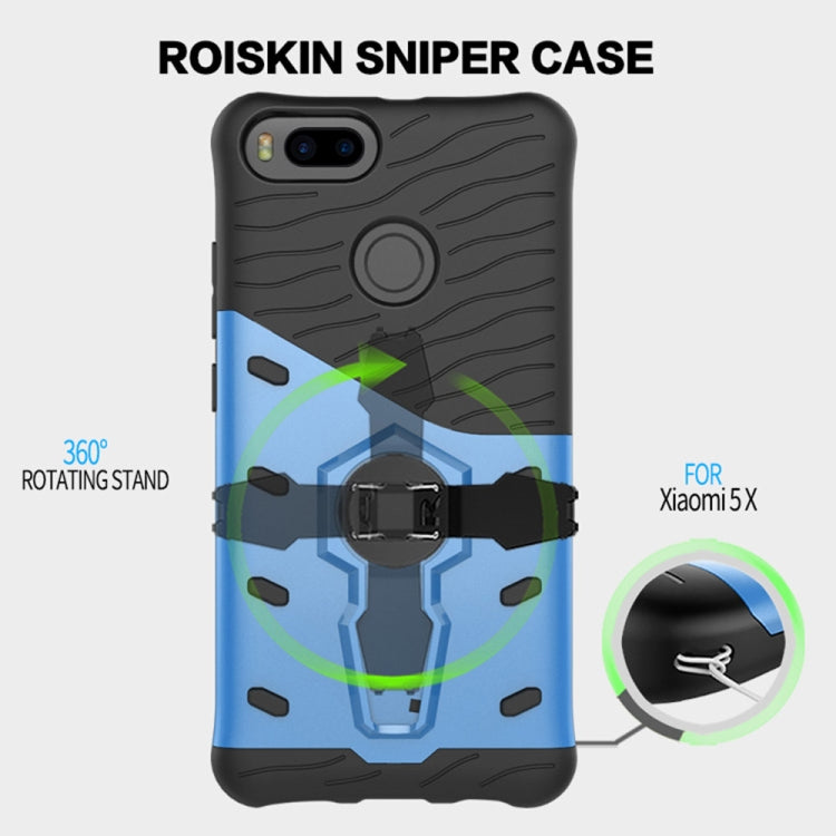 For Xiaomi  Mi 5X PC + TPU Dropproof Sniper Hybrid Protective Back Cover Case with 360 Degree Rotation Holder