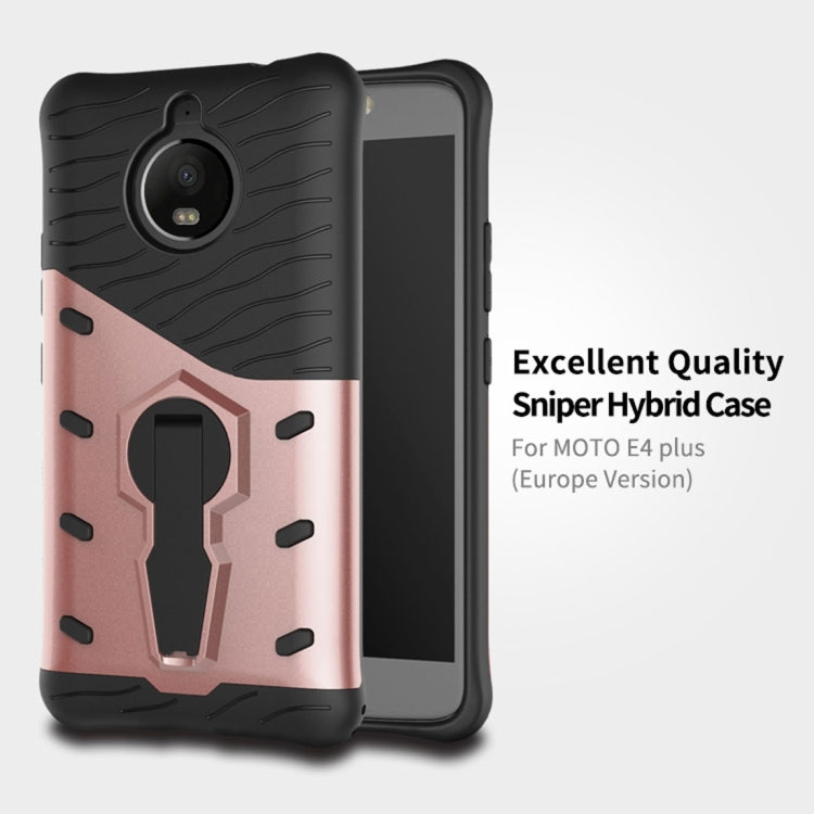 For Motorola Moto E4 Plus (EU Version) PC + TPU Dropproof Sniper Hybrid Protective Back Cover Case with 360 Degree Rotation Holder