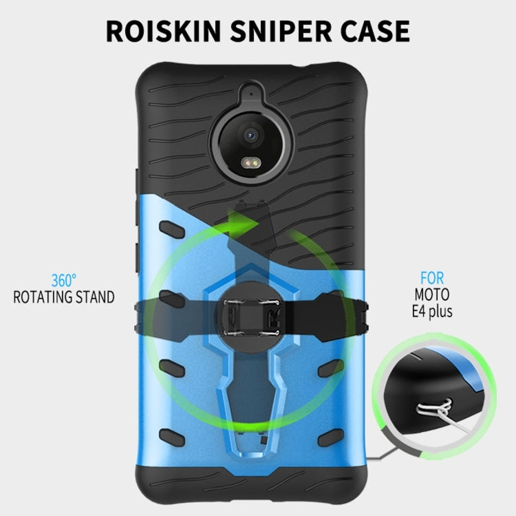 For Motorola Moto E4 Plus (EU Version) PC + TPU Dropproof Sniper Hybrid Protective Back Cover Case with 360 Degree Rotation Holder