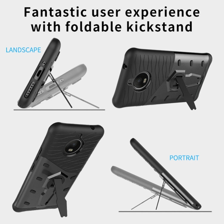 For Motorola Moto E4 Plus (EU Version) PC + TPU Dropproof Sniper Hybrid Protective Back Cover Case with 360 Degree Rotation Holder