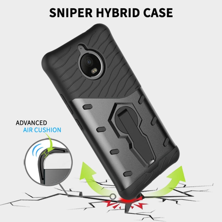 For Motorola Moto E4 Plus (EU Version) PC + TPU Dropproof Sniper Hybrid Protective Back Cover Case with 360 Degree Rotation Holder