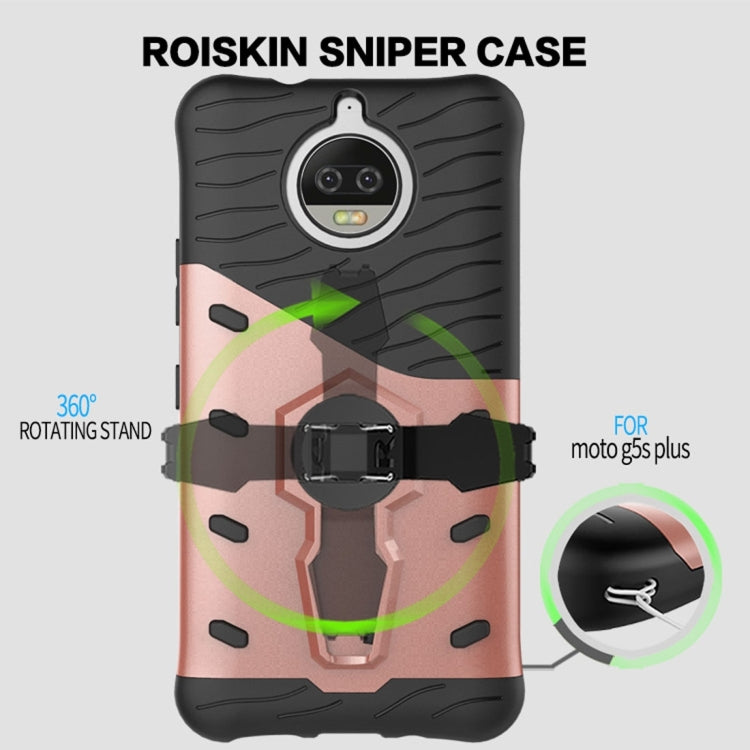 For Motorola Moto G5S Plus PC + TPU Dropproof Sniper Hybrid Protective Back Cover Case with 360 Degree Rotation Holder