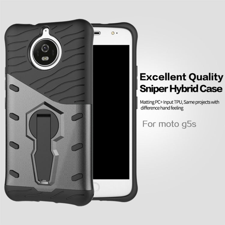 For Motorola Moto G5S PC + TPU Dropproof Sniper Hybrid Protective Back Cover Case with 360 Degree Rotation Holder